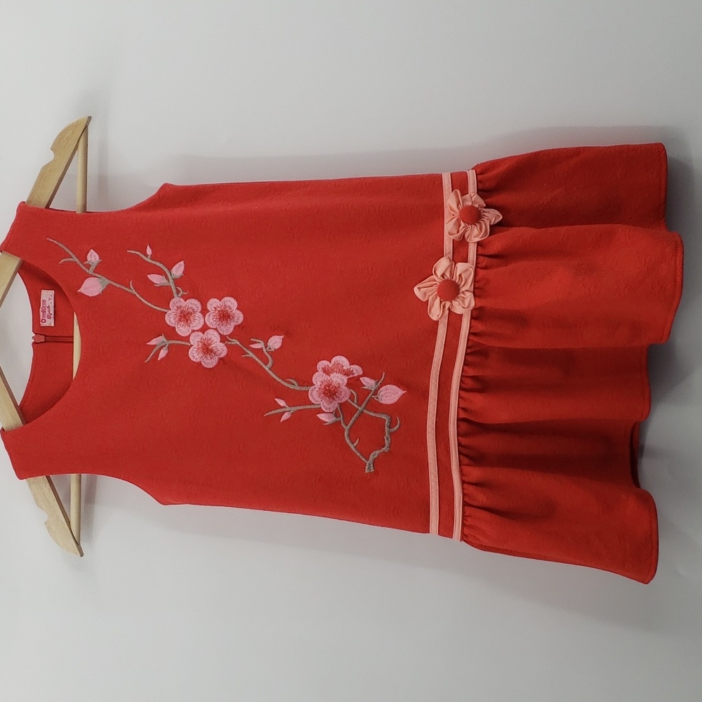 COPY - Vintage oshkosh b'gosh floral embroided  orange dress size 7